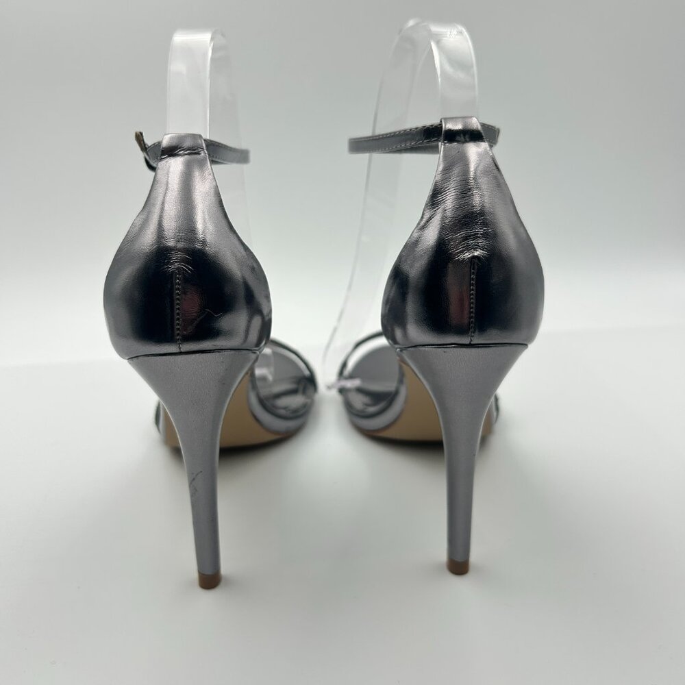 Steve Madden Stecy Silver Rhinestrone Heels Sz 8 Strappy Sandals LN - Picture 3 of 5